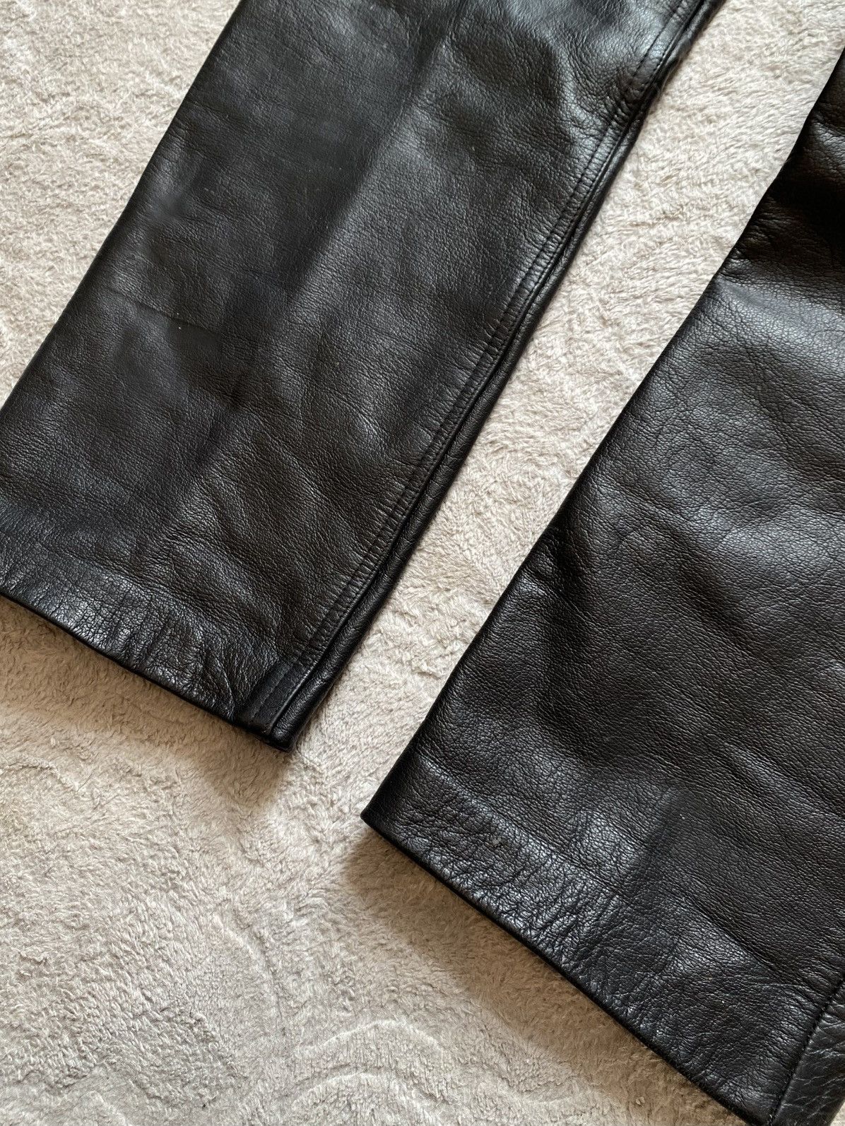 If Six Was Nine Black Leather Opium Vintage Pants 100% real leather Size US 35 - 3 Thumbnail