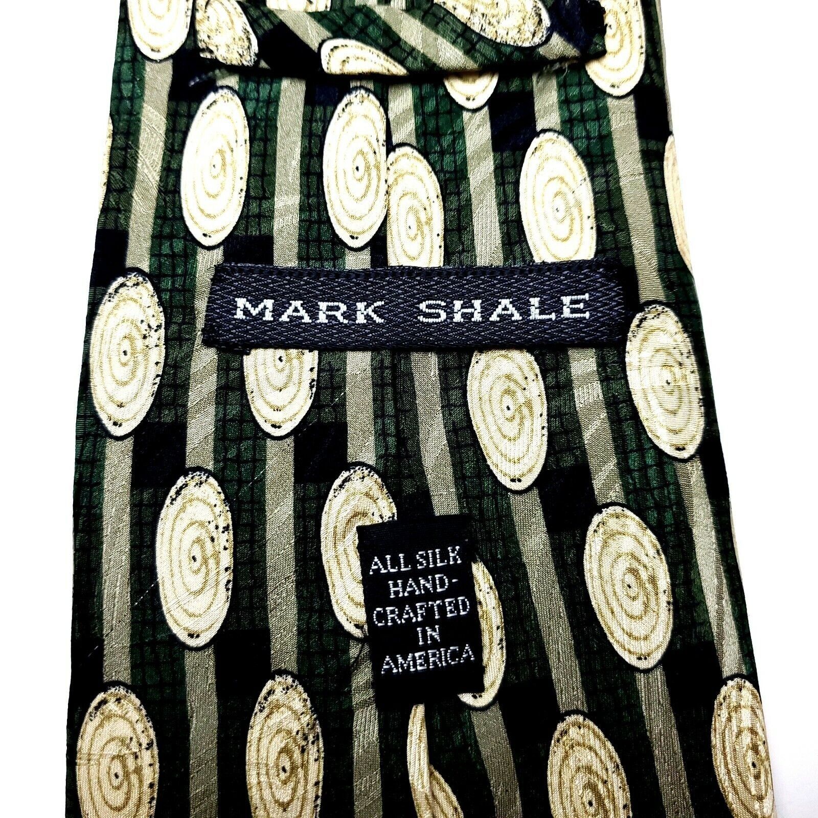 Vintage JZ Richards Silk Tie Print Green Black Geometric Wide Size ONE SIZE - 3 Thumbnail