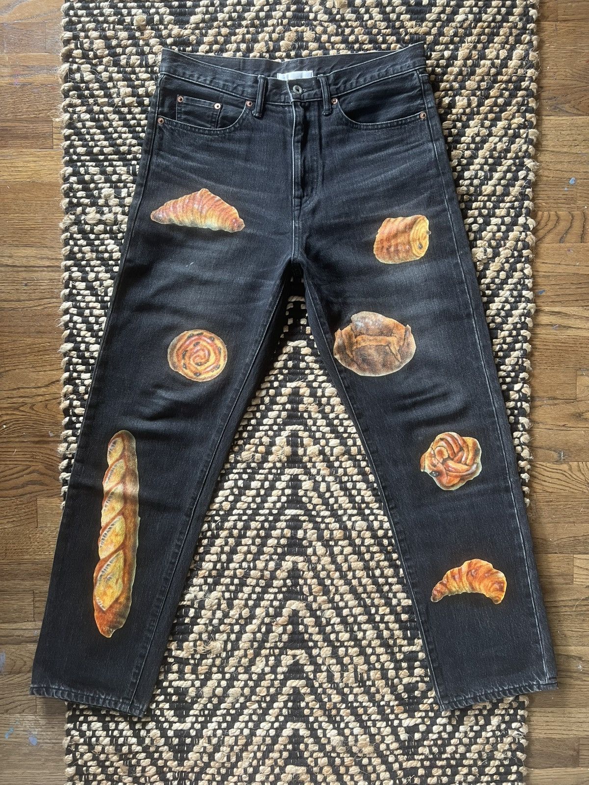 Doublet Doublet AW20 Hand Painted “Boulangerie” Washed Black Denim Size US 32 / EU 48 - 1 Thumbnail