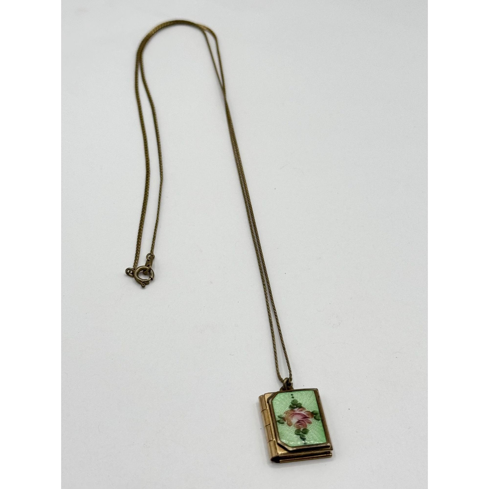 Vintage Vintage Guilloche enamel gold filled book locket charm penda Size ONE SIZE - 4 Thumbnail