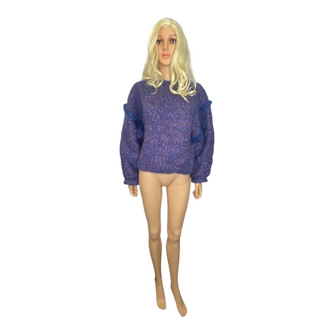 Handmade Hand Knit W's M/L Mohair Wool Oversized Sweater Drop Sleeve Size ONE SIZE - 5 Thumbnail