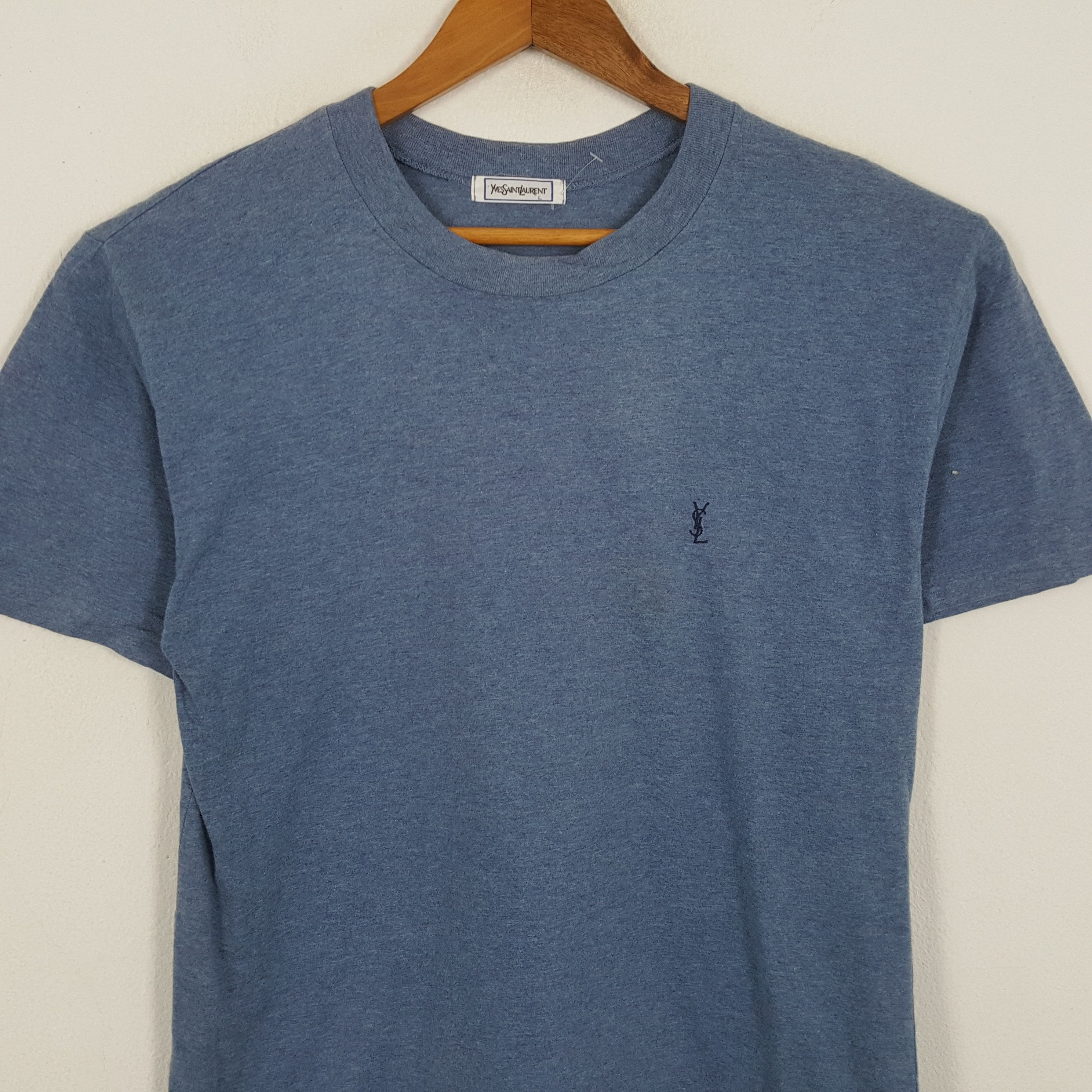Vintage × Yves Saint Laurent Vintage YVES SAINT LAURENT Italian Brand Small Logo T-Shirts Size US M / EU 48-50 / 2 - 2 Thumbnail
