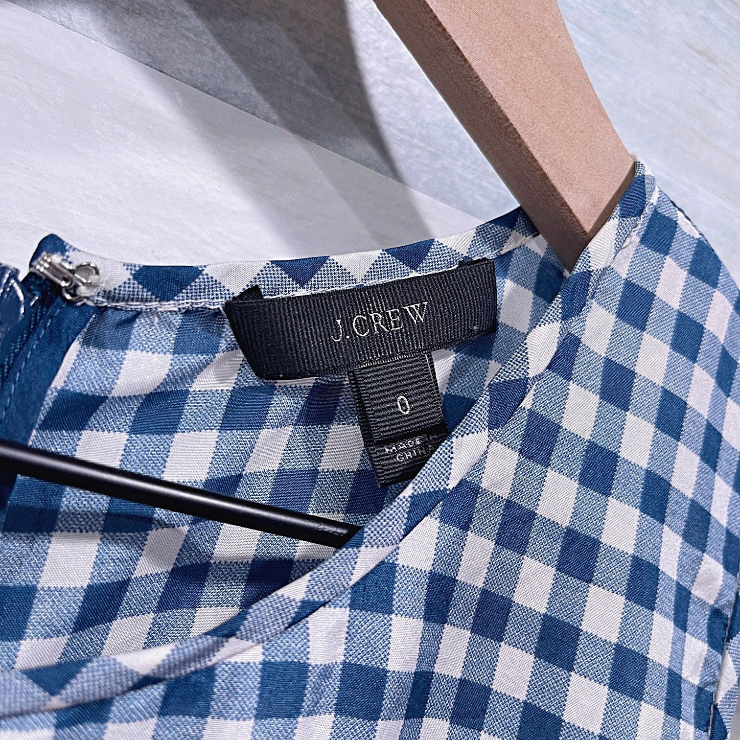 J.Crew J CREW 100% Silk Gingham Ruffle Hem Peplum Top Blue White 0 Size XS / US 0-2 / IT 36-38 - 5 Thumbnail