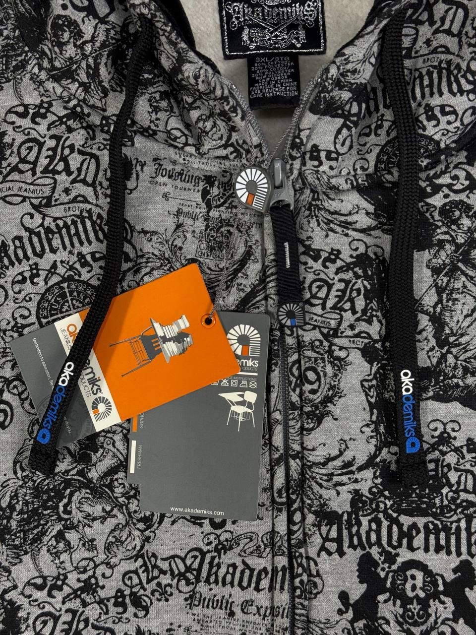 Akademiks Vintage Akademiks Y2K Gothic All Over Print Hoodie Hip Hop Size US XXL / EU 58 / 5 - 4 Thumbnail