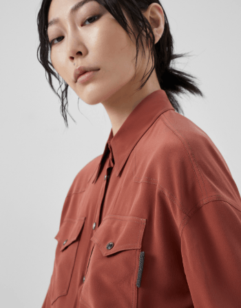 Brunello Cucinelli o1la1rc1a0325 Shirt With Pockets in Terracotta Size L / US 10 / IT 46 - 3 Thumbnail