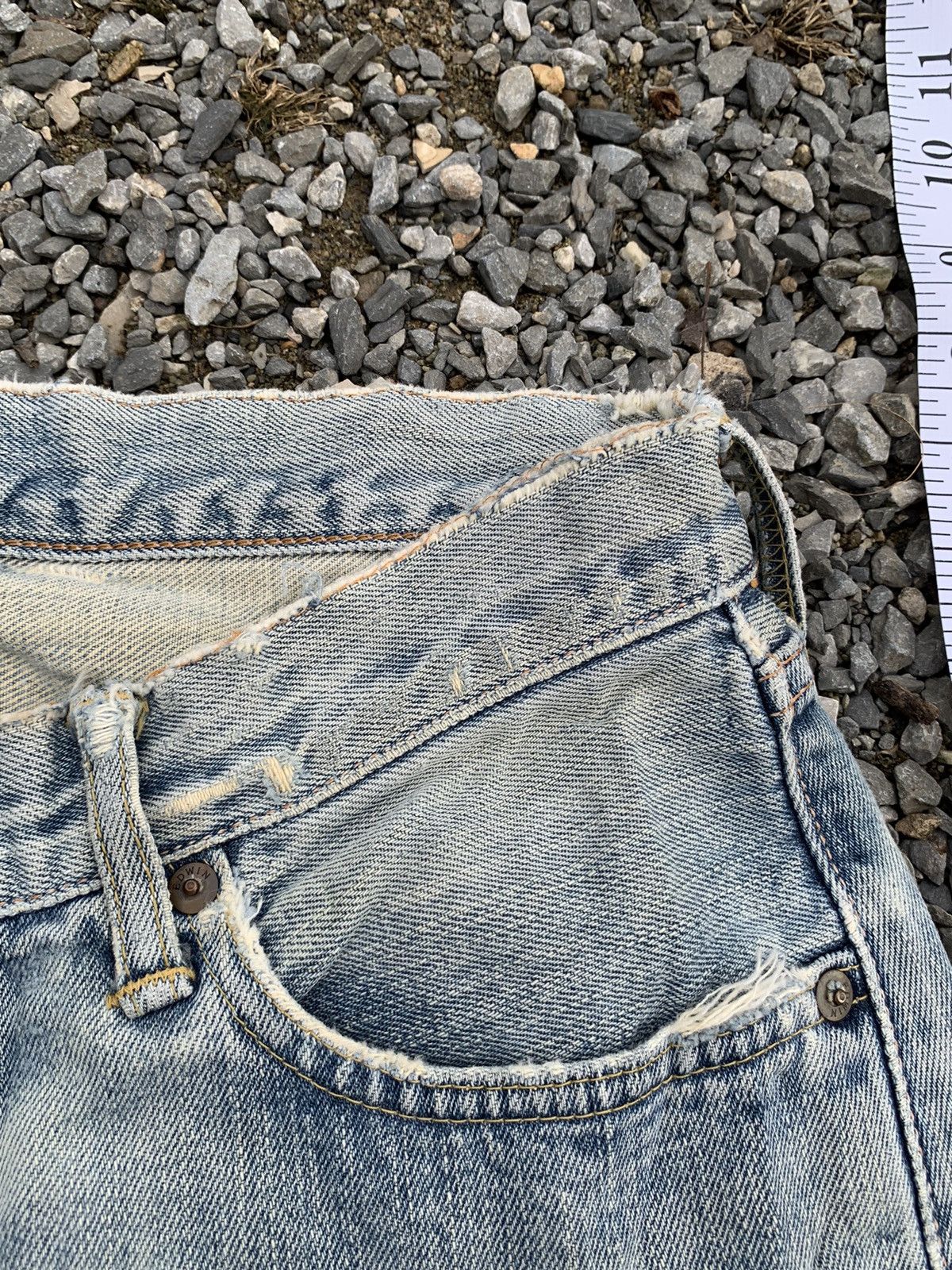 Kapital VINTAGE EDWIN 505 SELVEDGE FADED & RUSTY DISTRESSED DENIM Size US 28 / EU 44 - 16 Thumbnail