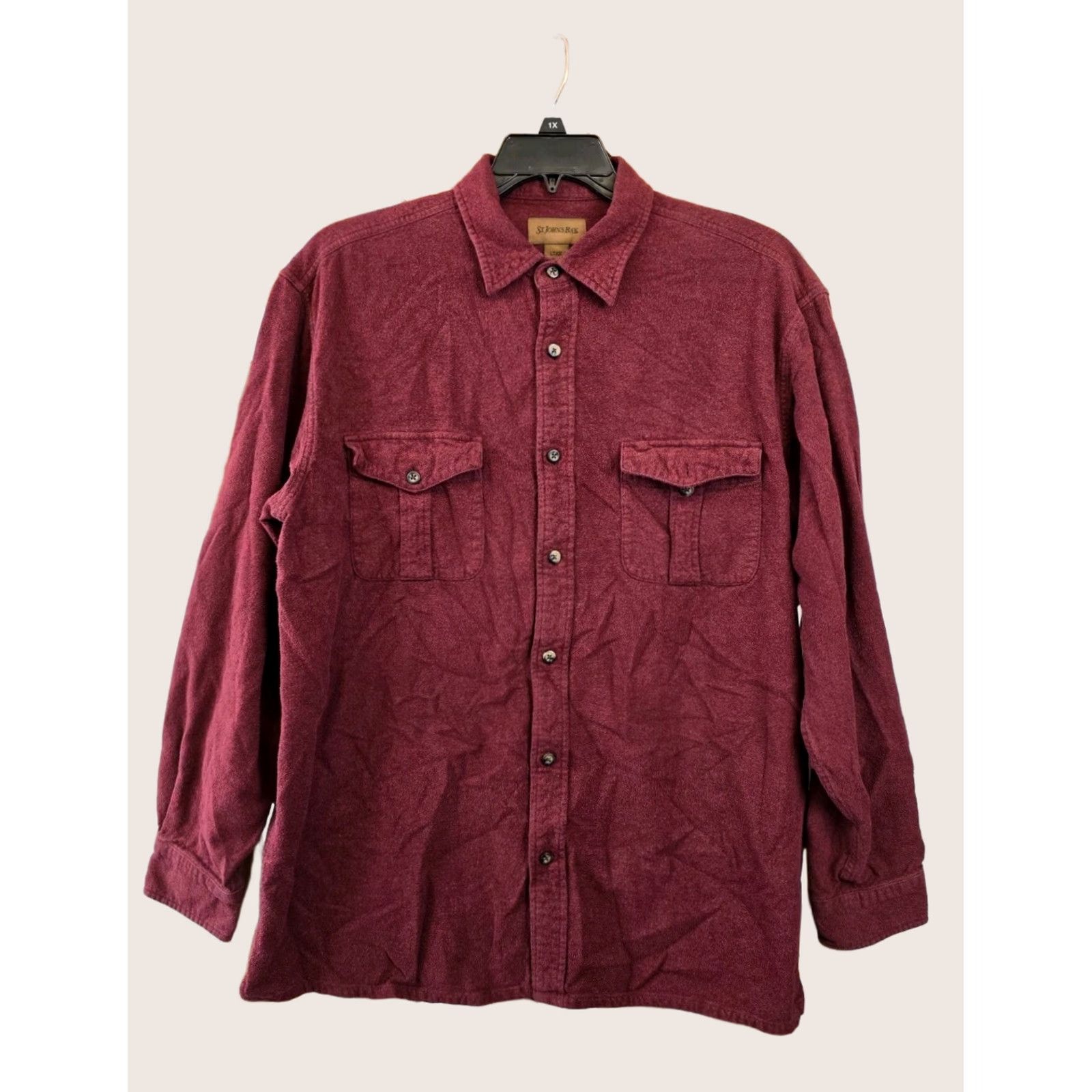 Vintage VTG St Johns Bay Men’s Red Cotton Long Sleeve Button Down Flannel Large Size US L / EU 52-54 / 3 - 1 Thumbnail
