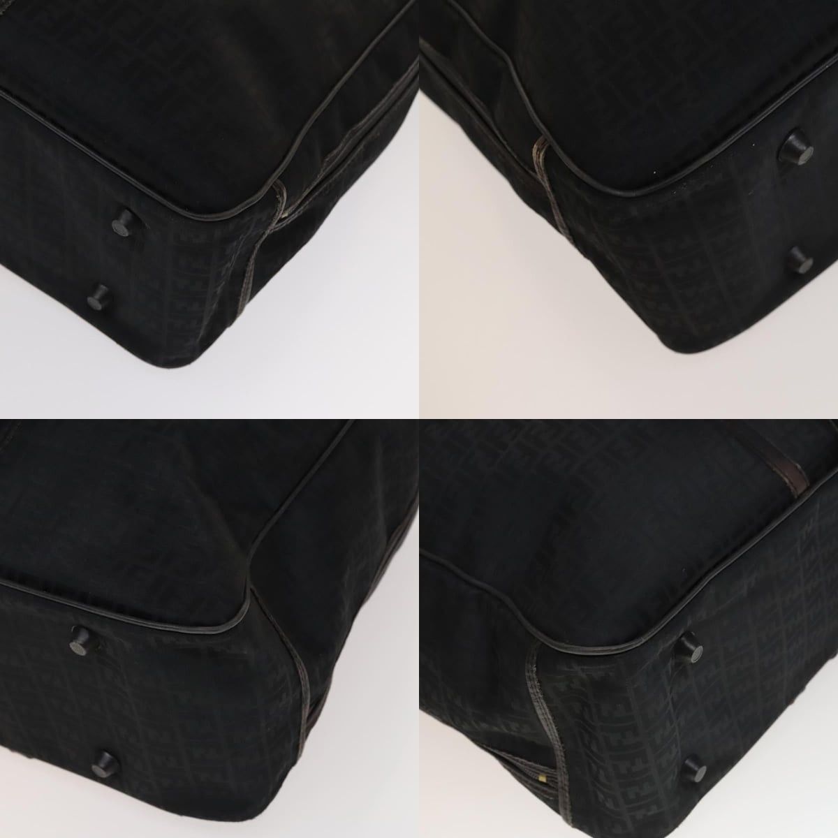 Fendi FENDI Zucchino Canvas Boston Bag Silver Black Size ONE SIZE - 10 Thumbnail
