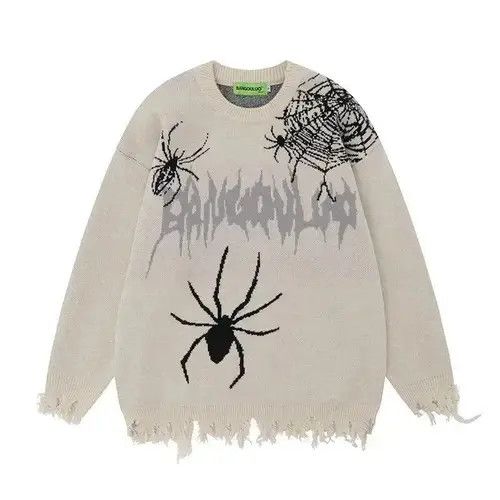 Aran Isles Knitwear × Japanese Brand Vintage Spider Graphic O-Neck Sweater Size US M / EU 48-50 / 2 - 1 Thumbnail