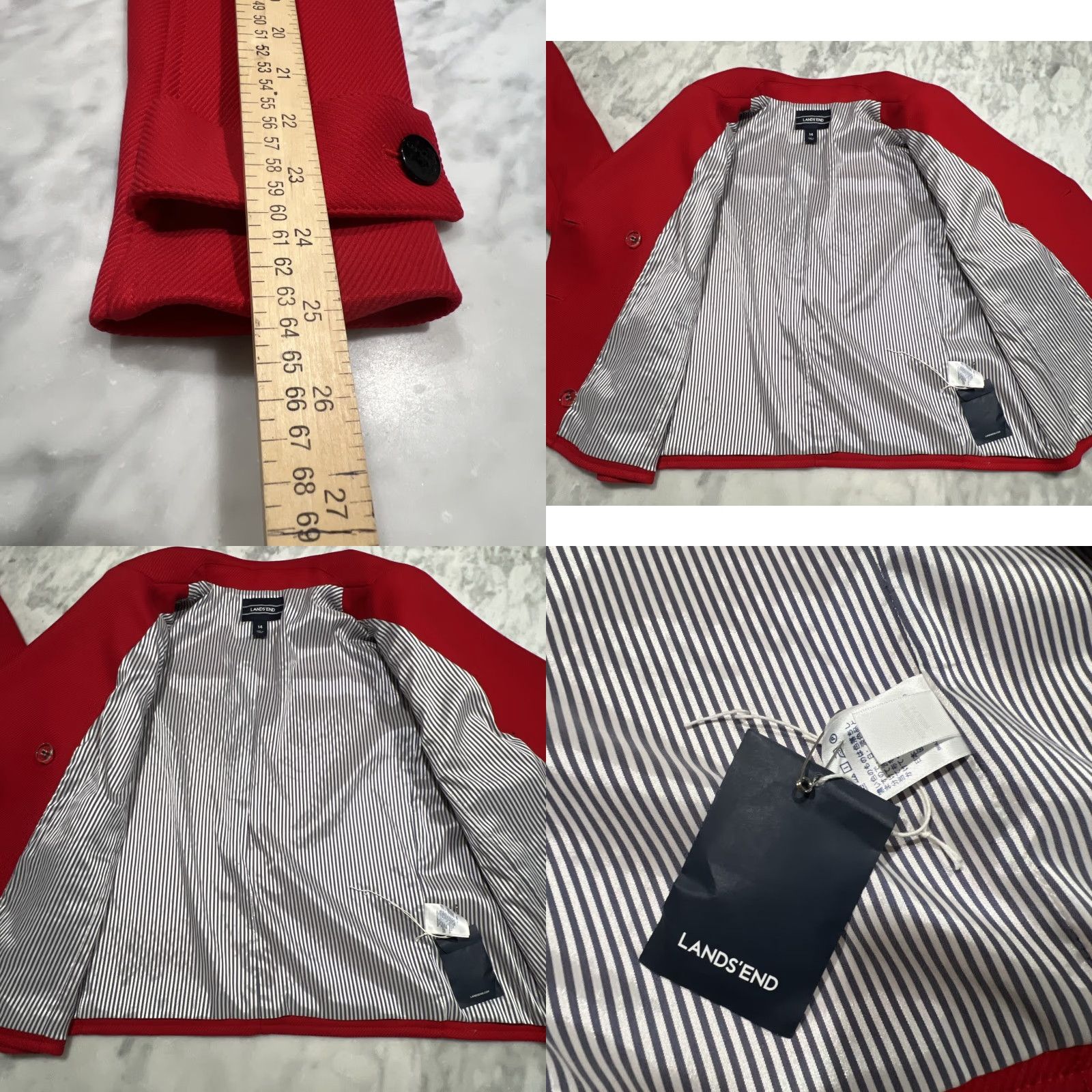 Lands' End VINTAGE Lands' End Red Double-Breasted Cropped Peacoat Womens 14 Jacket Nautical Lined Size XL / US 12-14 / IT 48-50 - 10 Thumbnail
