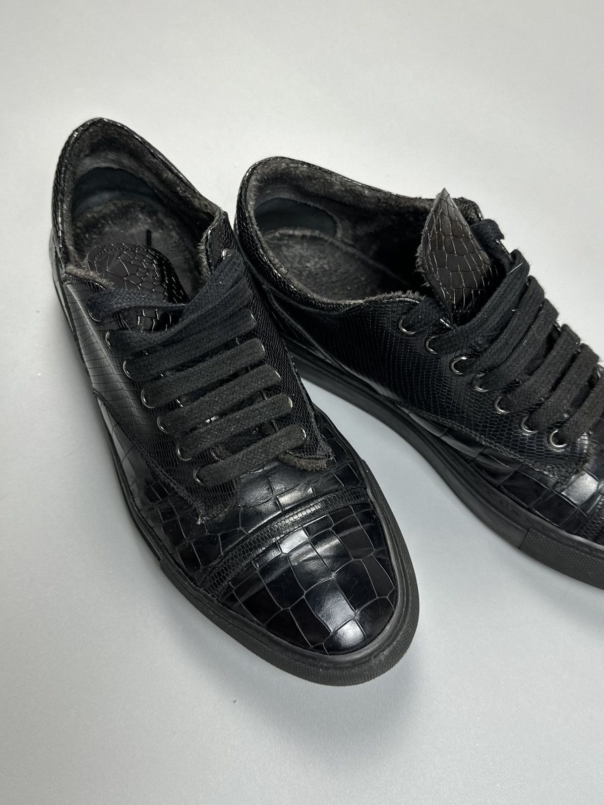 RoccoP Rocco P. Casual Sneakers black crock skin leather Size US 8.5 / EU 41-42 - 7 Thumbnail
