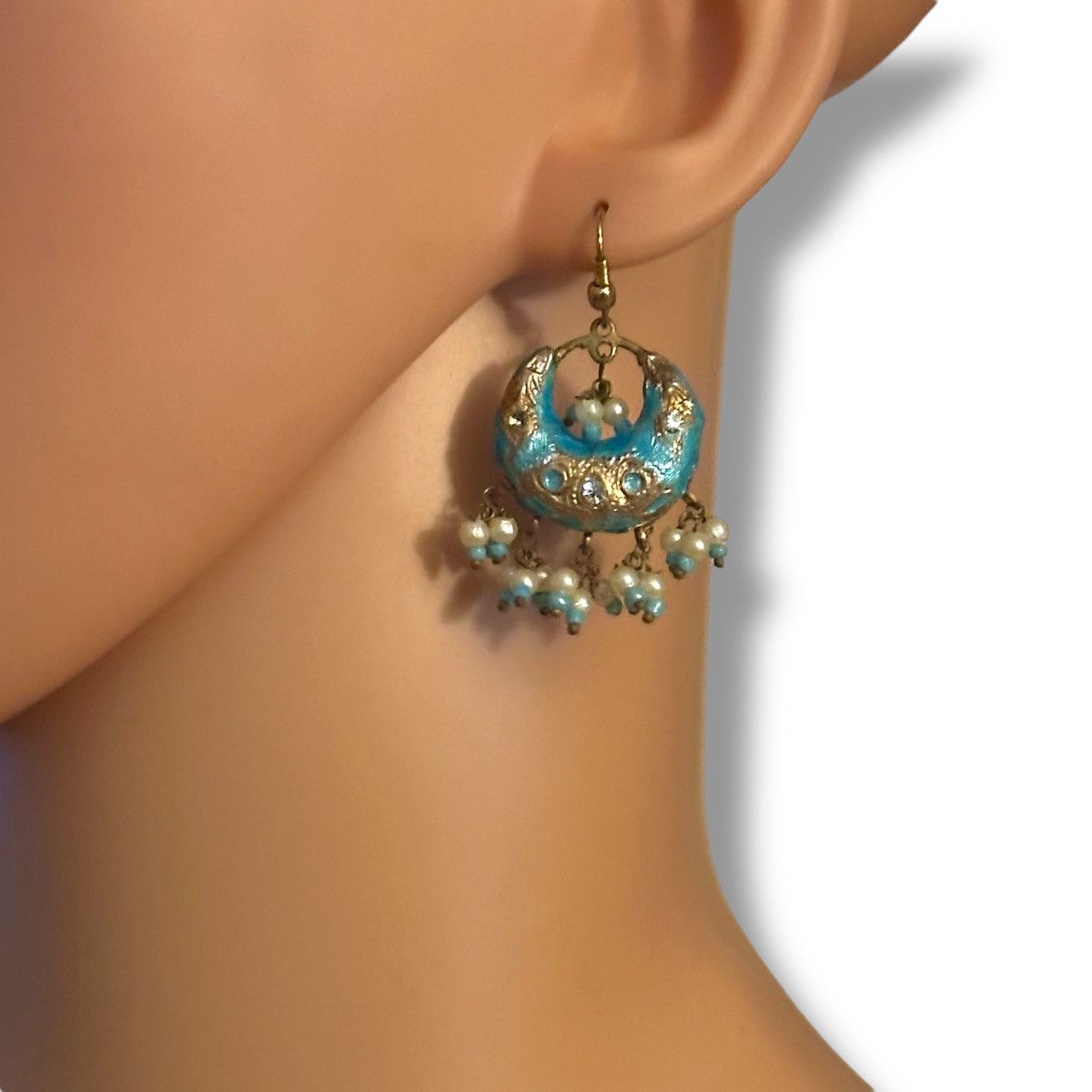 Other Meenakari Chandbali India hoop dangle earrings Size ONE SIZE - 4 Thumbnail