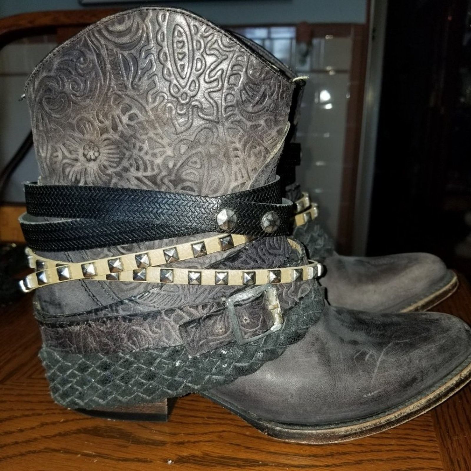 Vintage FREEBIRD by Steven Black Leather Boots MEZCAL Boots Size US 6 / IT 36 - 3 Thumbnail