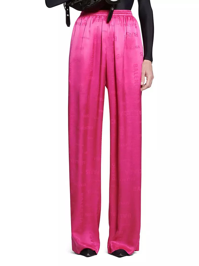 Balenciaga o1mt1gz0924 Bal Paris Allover Fluid Tracksuit Pants in Pink Size 28" / US 6 / IT 42 - 3 Thumbnail