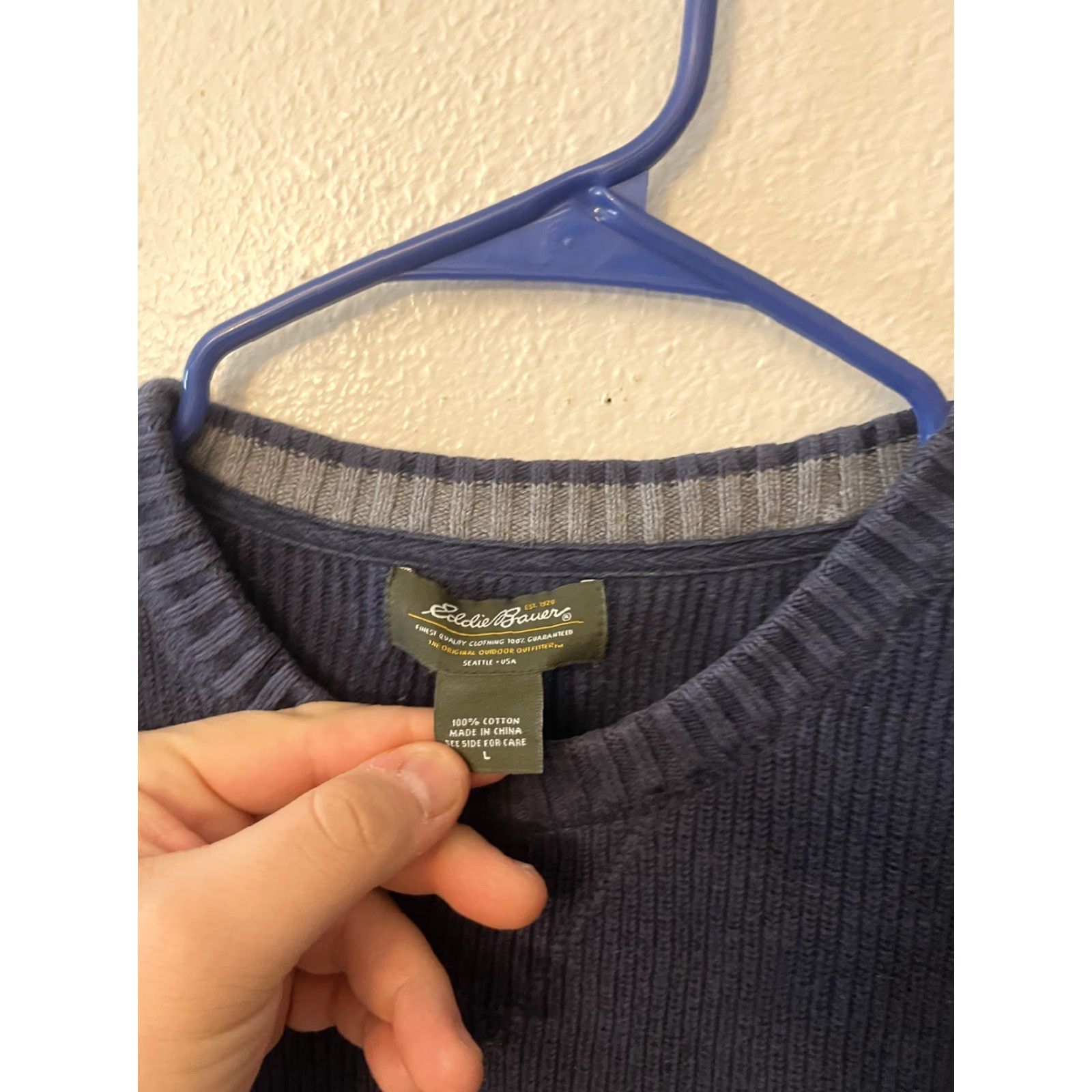 Eddie Bauer VINTAGE Eddie Bauer Sweater Crew Neck Pullover Knit Blue Large Men XL Shirt Size US XL / EU 56 / 4 - 2 Thumbnail