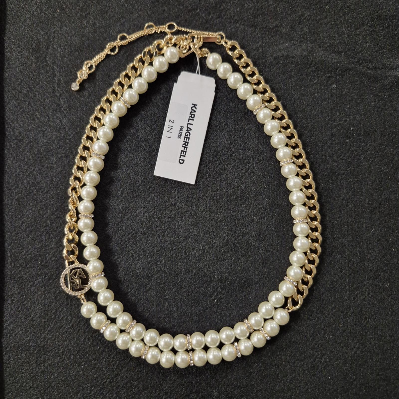 Karl Lagerfeld KARL LAGERFELD Gold-Tone Pearl Omega Double Row Necklace Size ONE SIZE - 5 Thumbnail