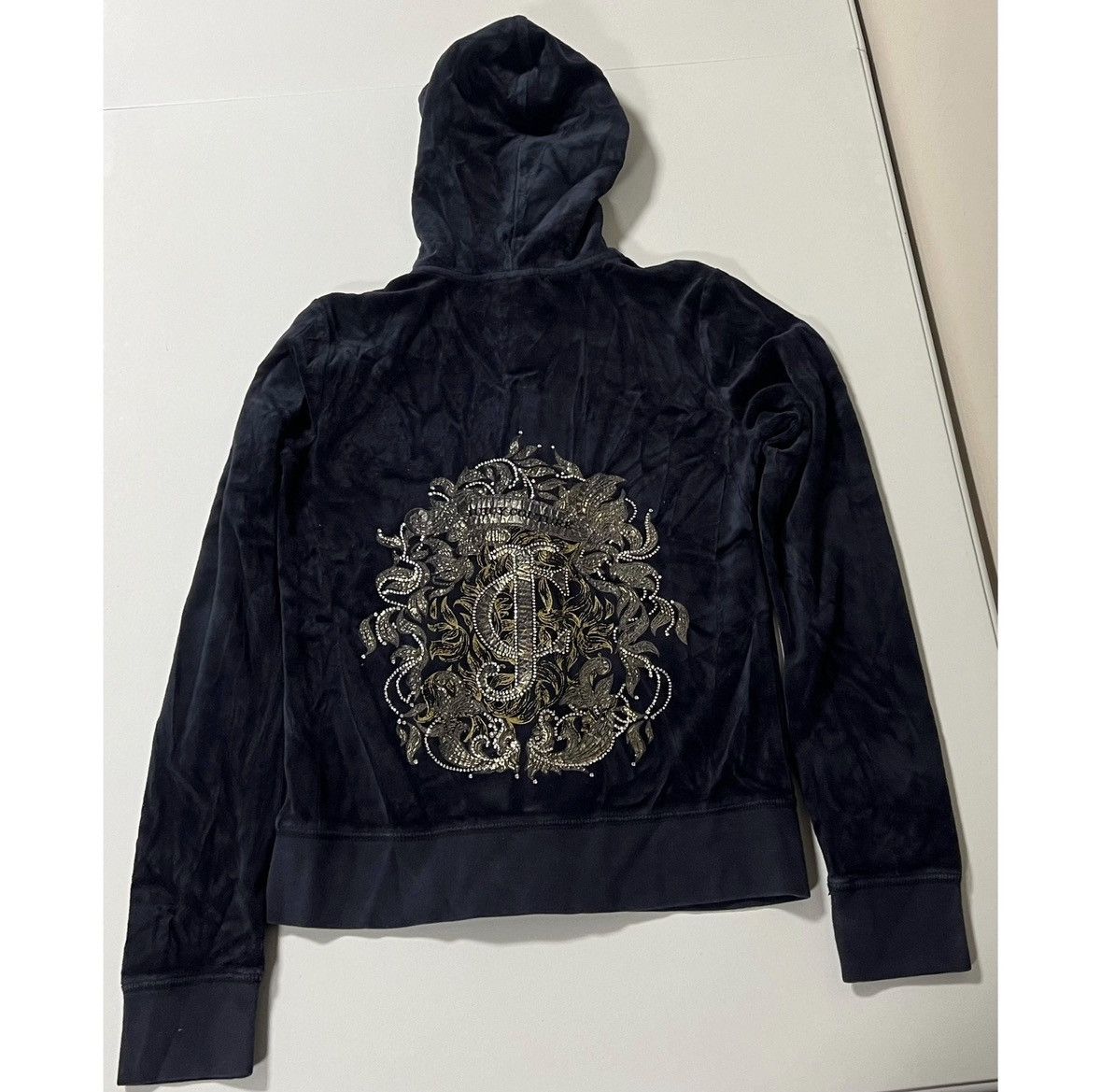 Juicy Couture Juicy Couture Navy Blue Velour Sweatshirt Hoodie Size S 💙✨ Size S / US 4 / IT 40 - 6 Thumbnail
