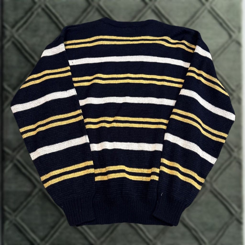 Vintage VINTAGE VTG 80s Black Yellow White Stripe Acrylic Knit Sweater by GFC L Men Pullover Knit Striped 80s Theme Yellow Size US L / EU 52-54 / 3 - 1 Thumbnail