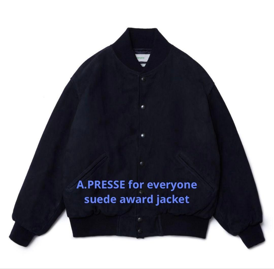 A.PRESSE Navy Suede Award Jacket sz 3 Size US L / EU 52-54 / 3 - 1 Thumbnail