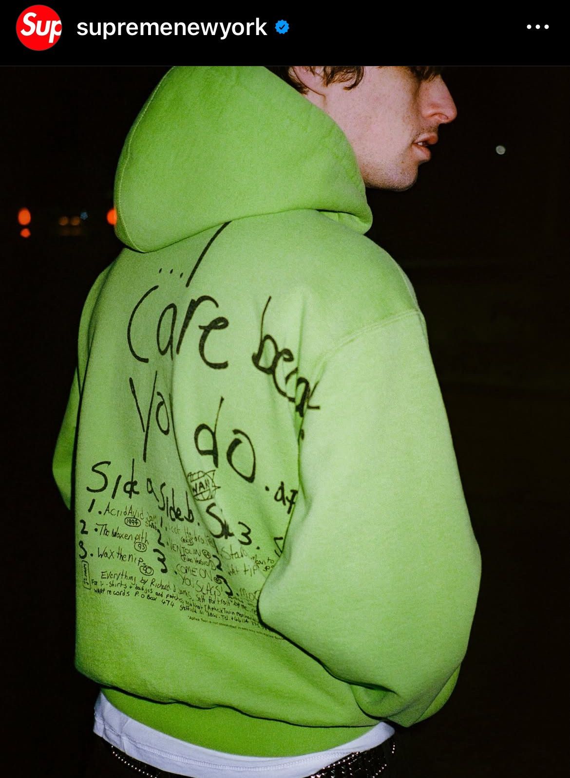 Supreme Supreme/Aphex Twin Zip Up Hooded LARGE/LIME | Grailed