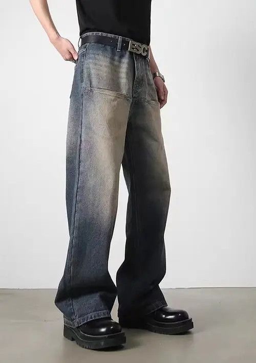 VIBE Retro distressed blue washed patchwork pocket jeans Size US 34 / EU 50 - 8 Thumbnail