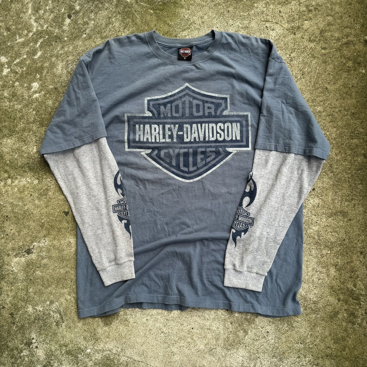 Harley Davidson Harley Faded Metal Flame Longsleeve Thermal Shirt ERD Grunge Size US XXL / EU 58 / 5 - 15 Thumbnail