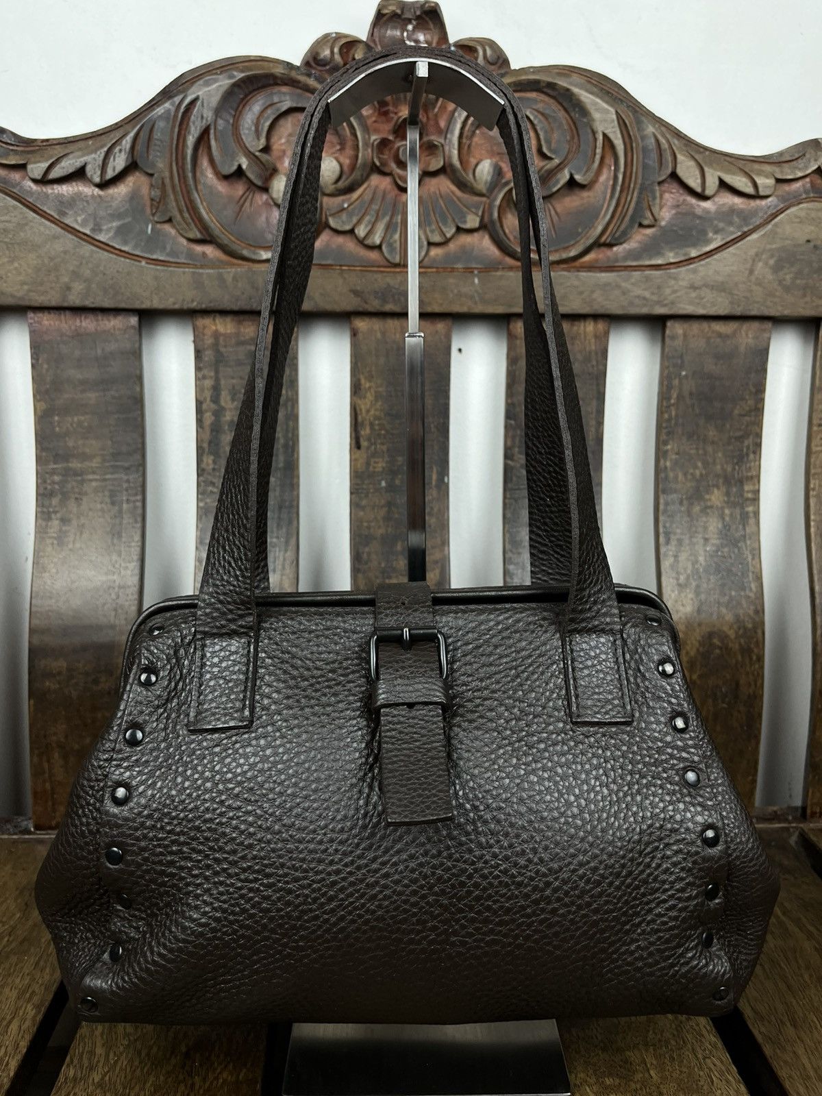 Miu Miu Miu Miu 90s Studded Grained Leather Shoulder Bag - Archive