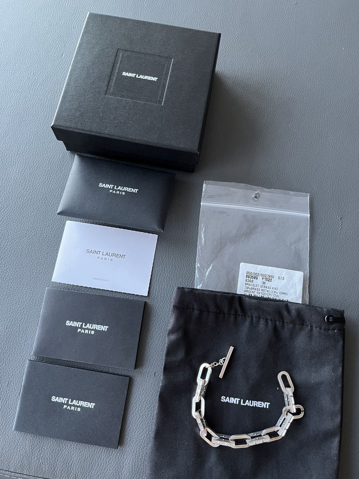 Saint Laurent Paris Saint Laurent Runway Brass Metal Distressed Punk Bracelet Size ONE SIZE - 2 Thumbnail