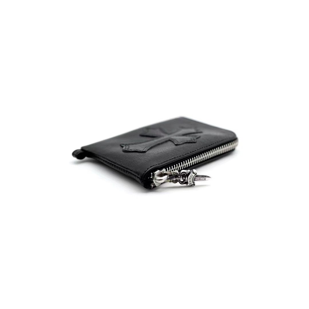 Chrome Hearts Chrome Hearts Black Cross Patch Silver Scroll Zipper Wallet Size ONE SIZE - 3 Thumbnail