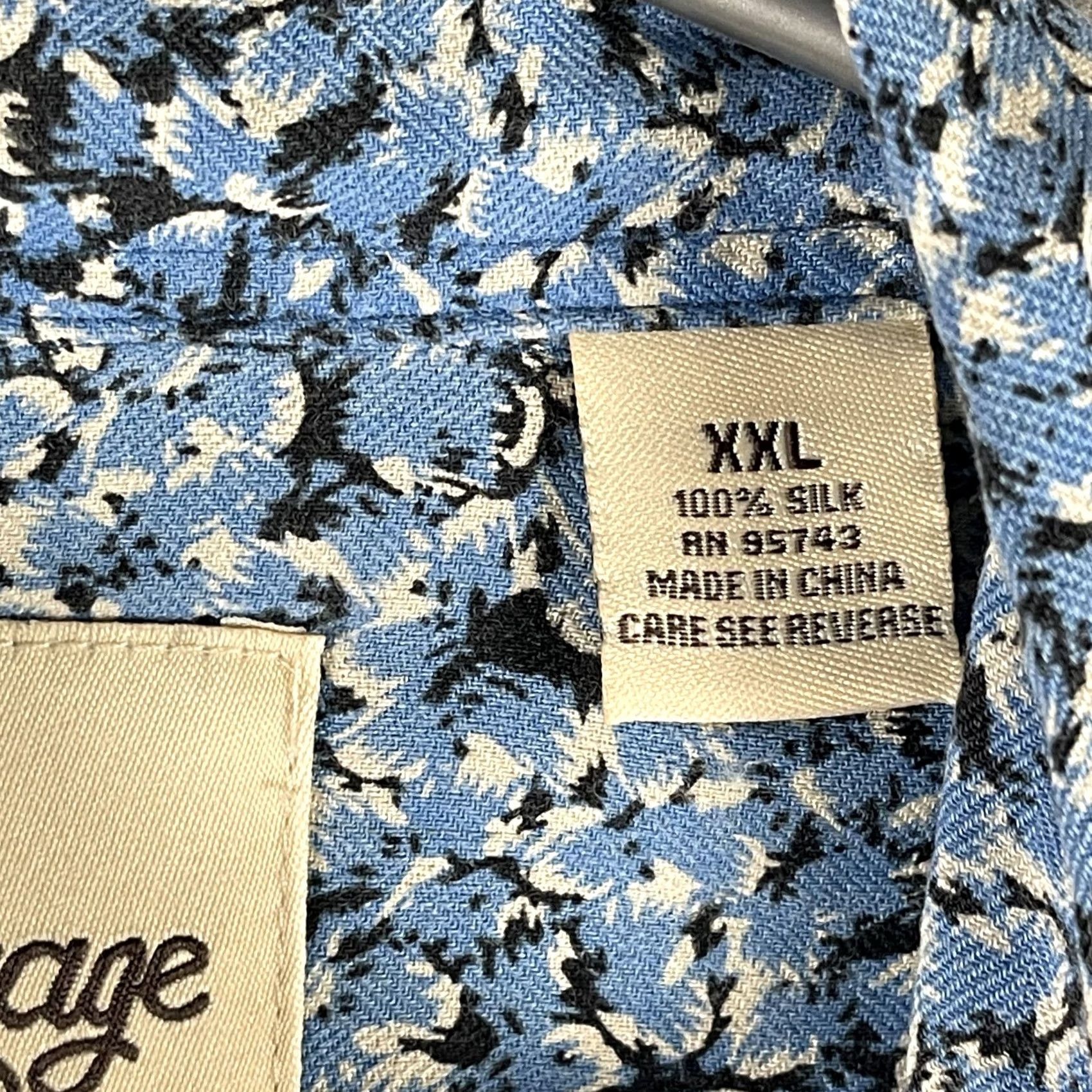 Vintage Vintage Silk Shirt Mens 2XL Blue Floral Short Sleeve Summer Button Up Lightweight 90s Size US XXL / EU 58 / 5 - 5 Thumbnail