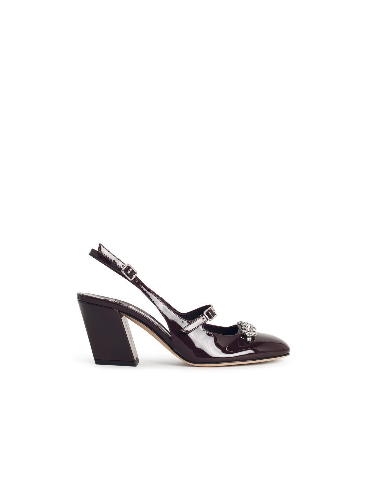 JIMMY CHOO 'Belinda' Deep Merlot Leather Slingbacks