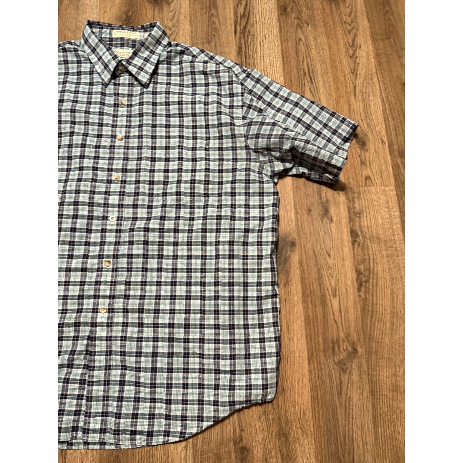 Arrow Arrow Shirt Men's XL Plaid Blue Green White Check Short Sleeve Button Up Size US XL / EU 56 / 4 - 4 Thumbnail