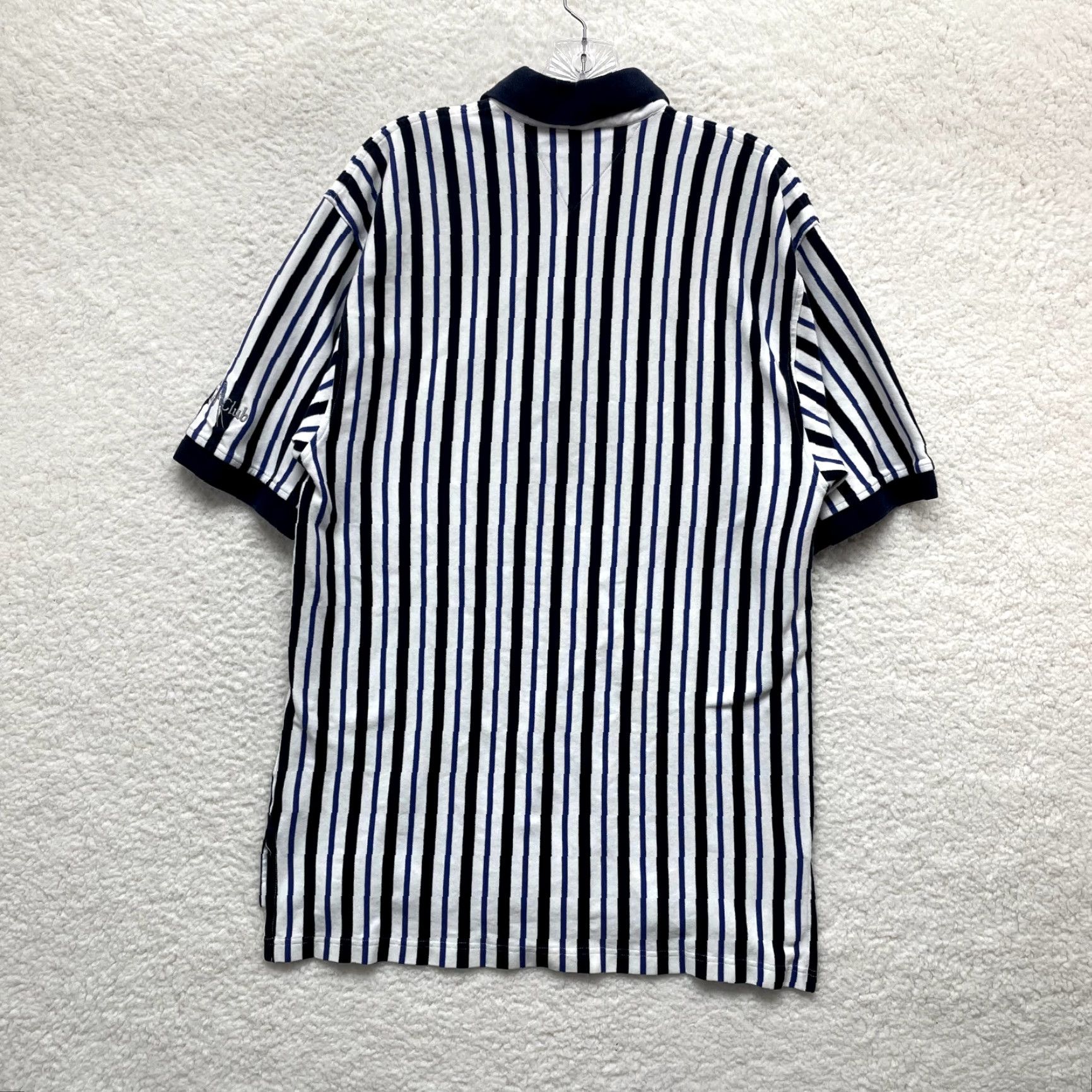 Tommy Hilfiger VINTAGE Tommy Hilfiger Polo Shirt Medium Navy Blue Vertical Stripe Rugby Polo Shirt Mens? Size US M / EU 48-50 / 2 - 2 Thumbnail