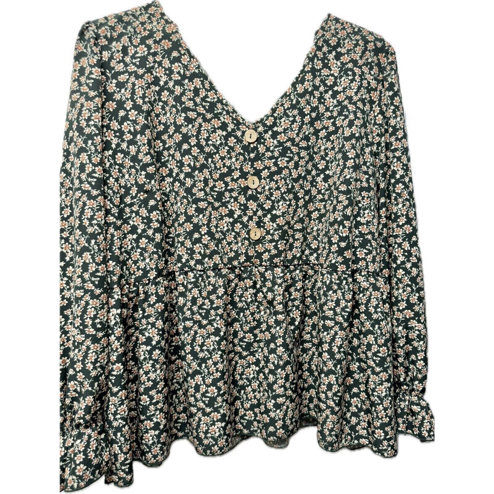 Shein SHEIN LUNE Plus Ditsy Print Flounce Sleeve, Peplum Blouse 3X Size 3XL / US 20-22 - 2 Thumbnail