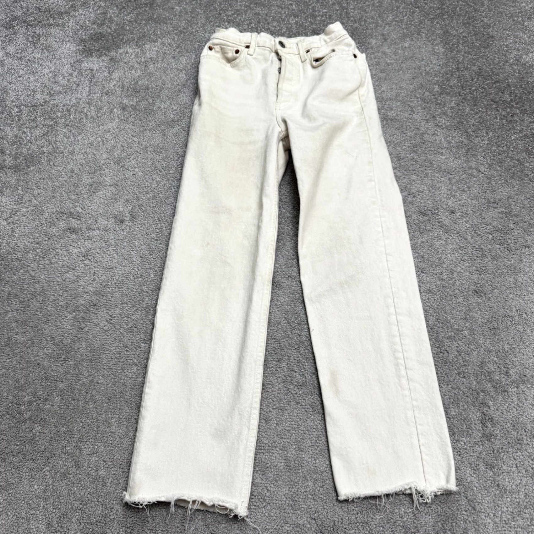 RE/DONE RE/DONE 70s Stove Pipe High Rise Button Fly Denim Jeans Womens 26 Beige Stretch Size 26" / US 2 / IT 38 - 2 Thumbnail
