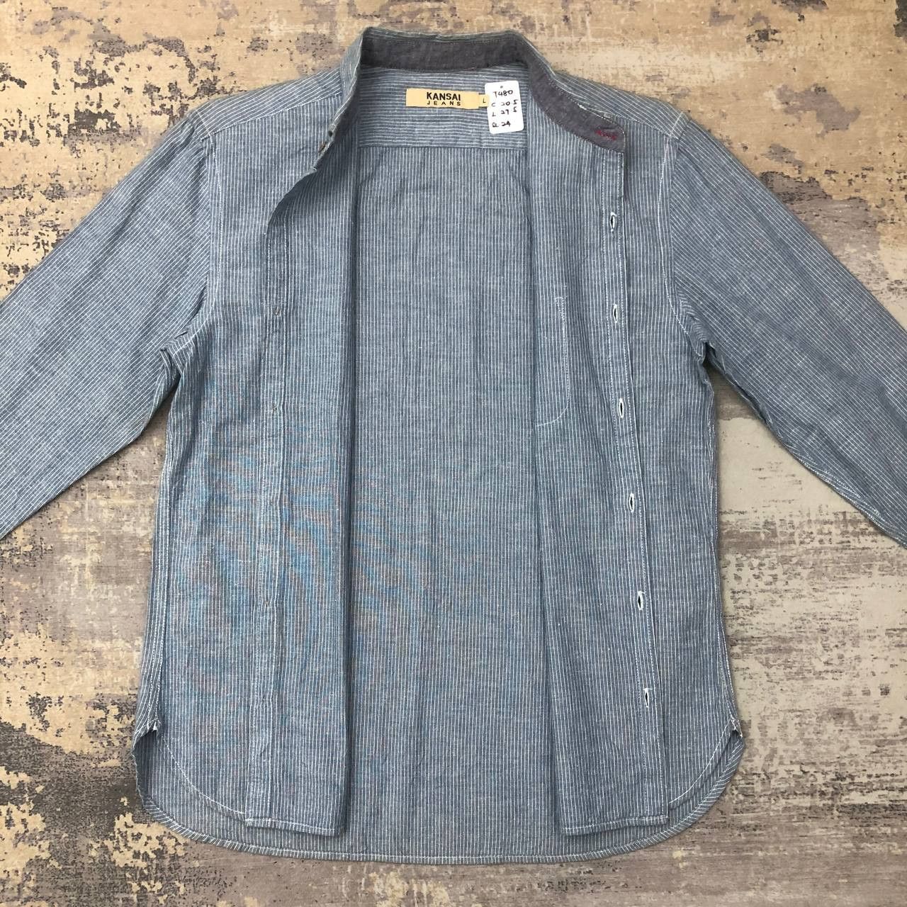 Kansai Yamamoto T480 KANSAI JEANS HICKORY STRIPE DENIM SHIRTS Size US L / EU 52-54 / 3 - 3 Thumbnail