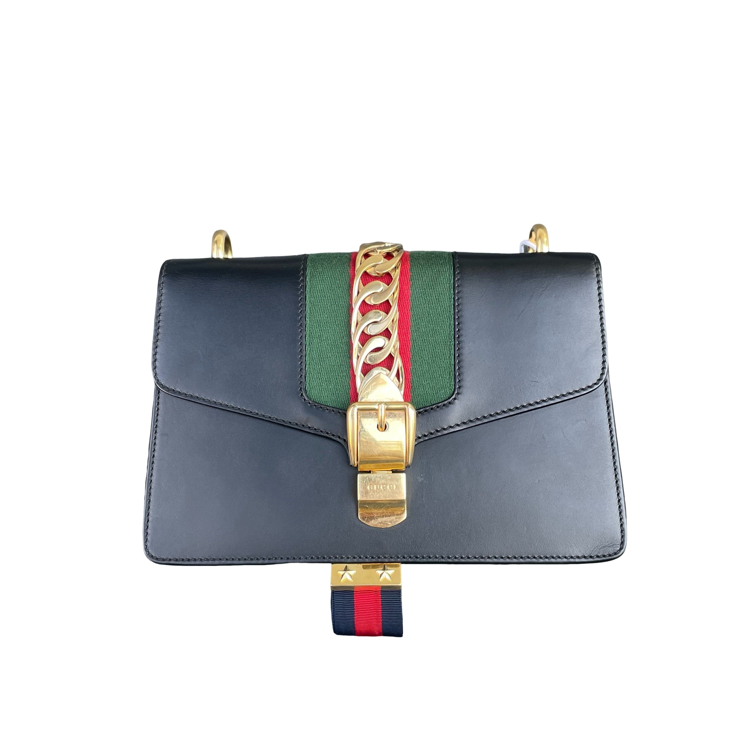 Gucci Gucci Sylvie Leather Web Striped Shoulder Bag Size ONE SIZE - 1 Thumbnail