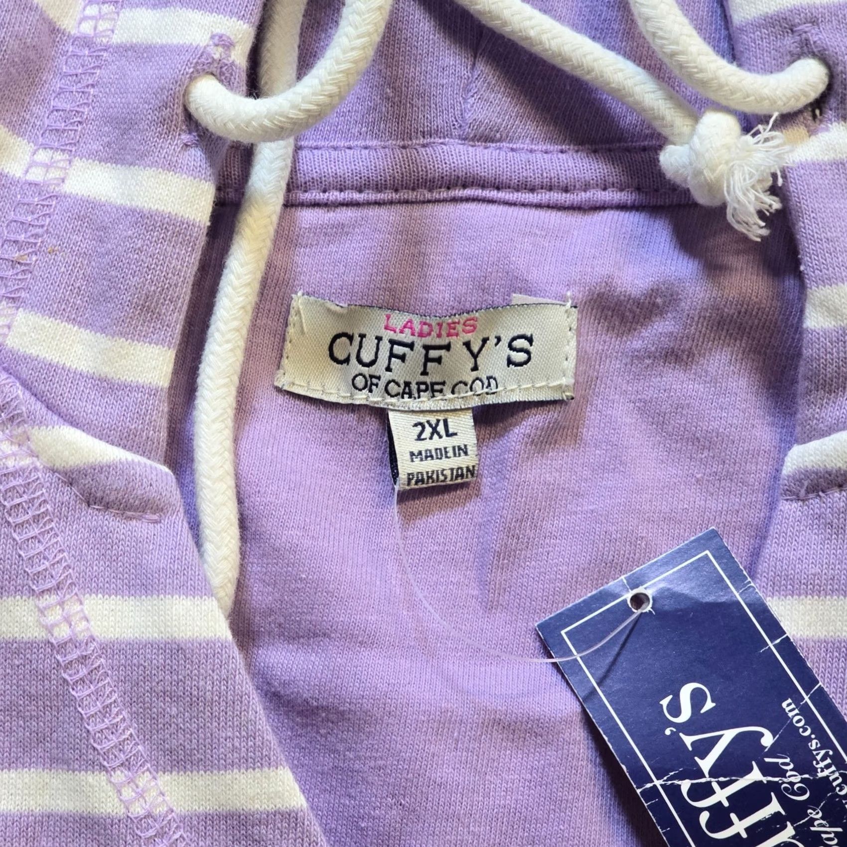 Vintage Cuffy's Massachusetts Sweatshirt Womens 2XL Purple Stripe Embroidered Hoodie Pullover Cuffys Classic Knit V-Neck Activewear Girls Womens Size XXL / US 16-18 / IT 52-54 - 3 Thumbnail