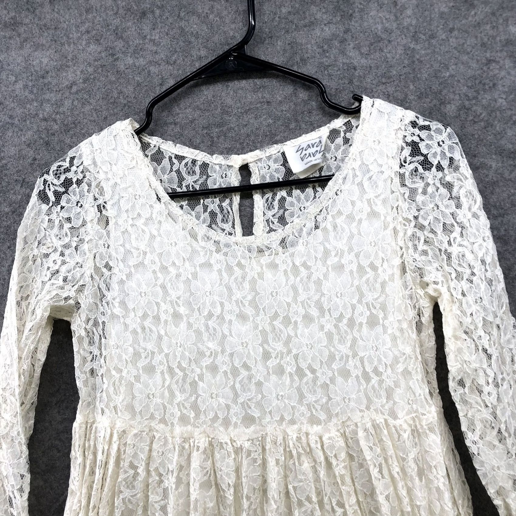 Vintage VINTAGE Sara Babs All Lace Dress Womens S Ivory 3/4 Sleeve Midi A-Line 1980s Vintage Hipster Boho Victorian Size S / US 4 / IT 40 - 4 Thumbnail