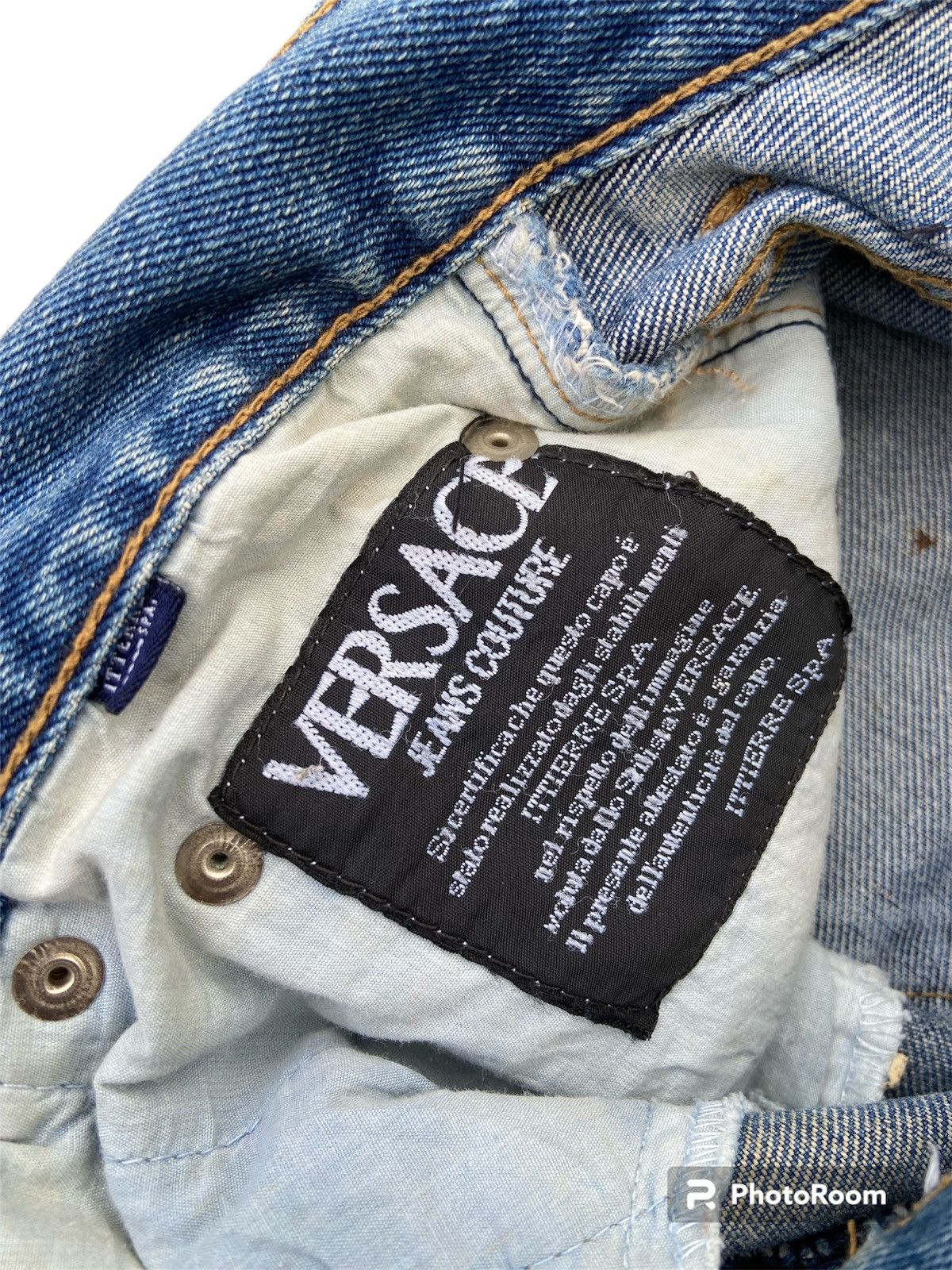 Versace × Versace Jeans Couture × Vintage VERSACE PATCH LOGO HIGH WAIST DENIM + BELT LEATHER Size US 26 / EU 42 - 11 Thumbnail