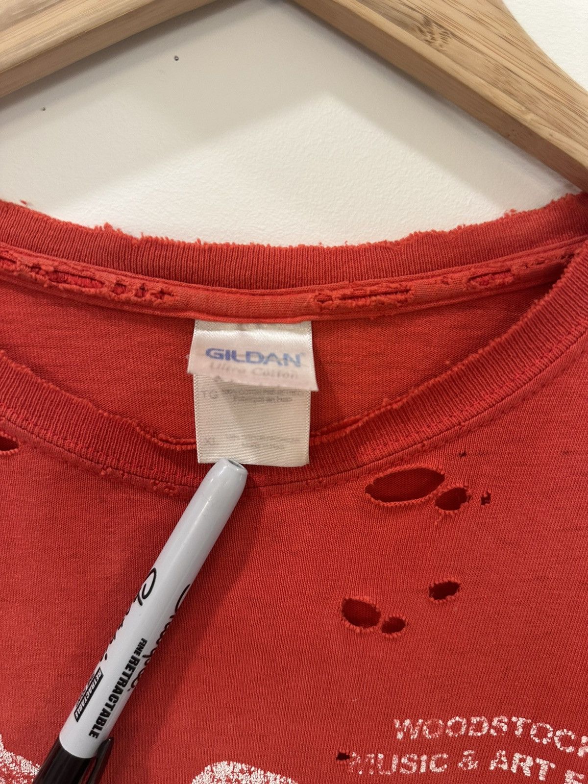 Vintage Vintage Thrashed Woodstock Tee Red XL Size US XL / EU 56 / 4 - 2 Thumbnail