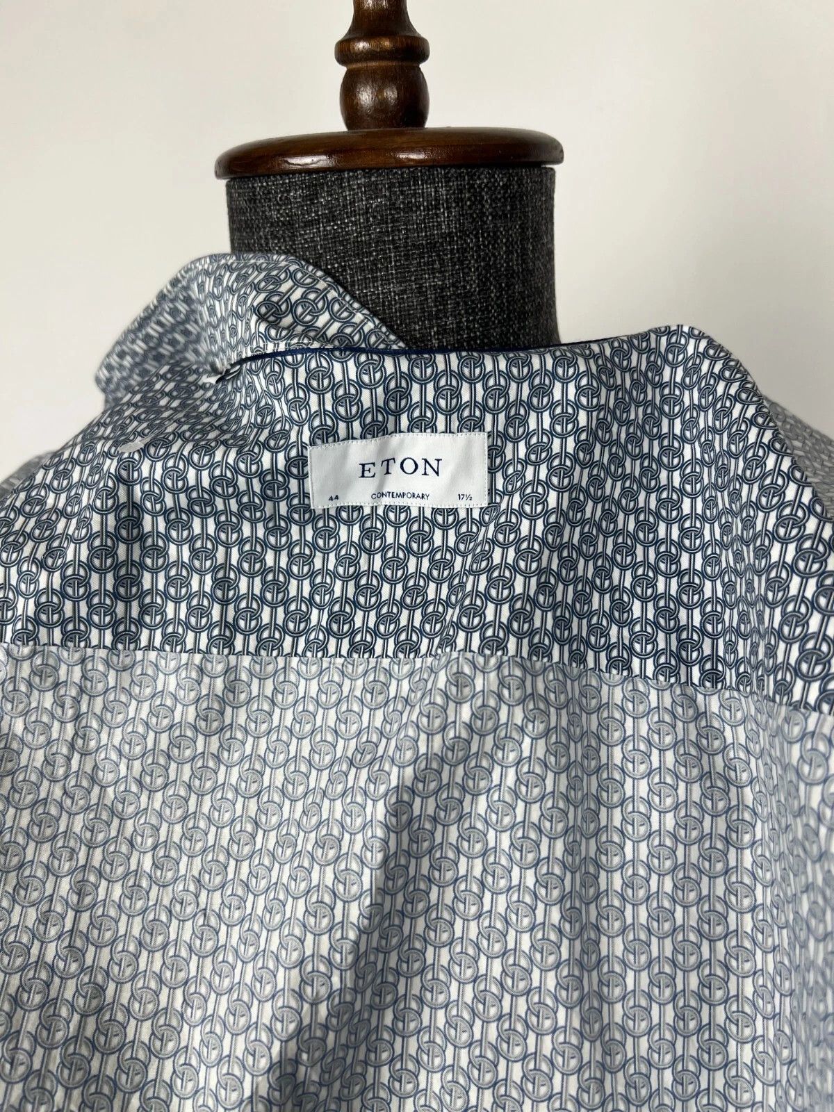 Eton Eton Contemporary Shirt Long Sleeve Blue White Abstract Size US XL / EU 56 / 4 - 11 Thumbnail