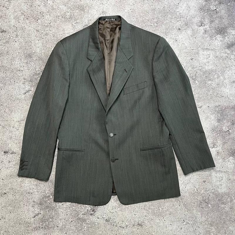 Emporio Armani × Vintage Vintage Italian Emporio Armani Wool Gray Blazer Size 50R Size 50R - 1 Thumbnail