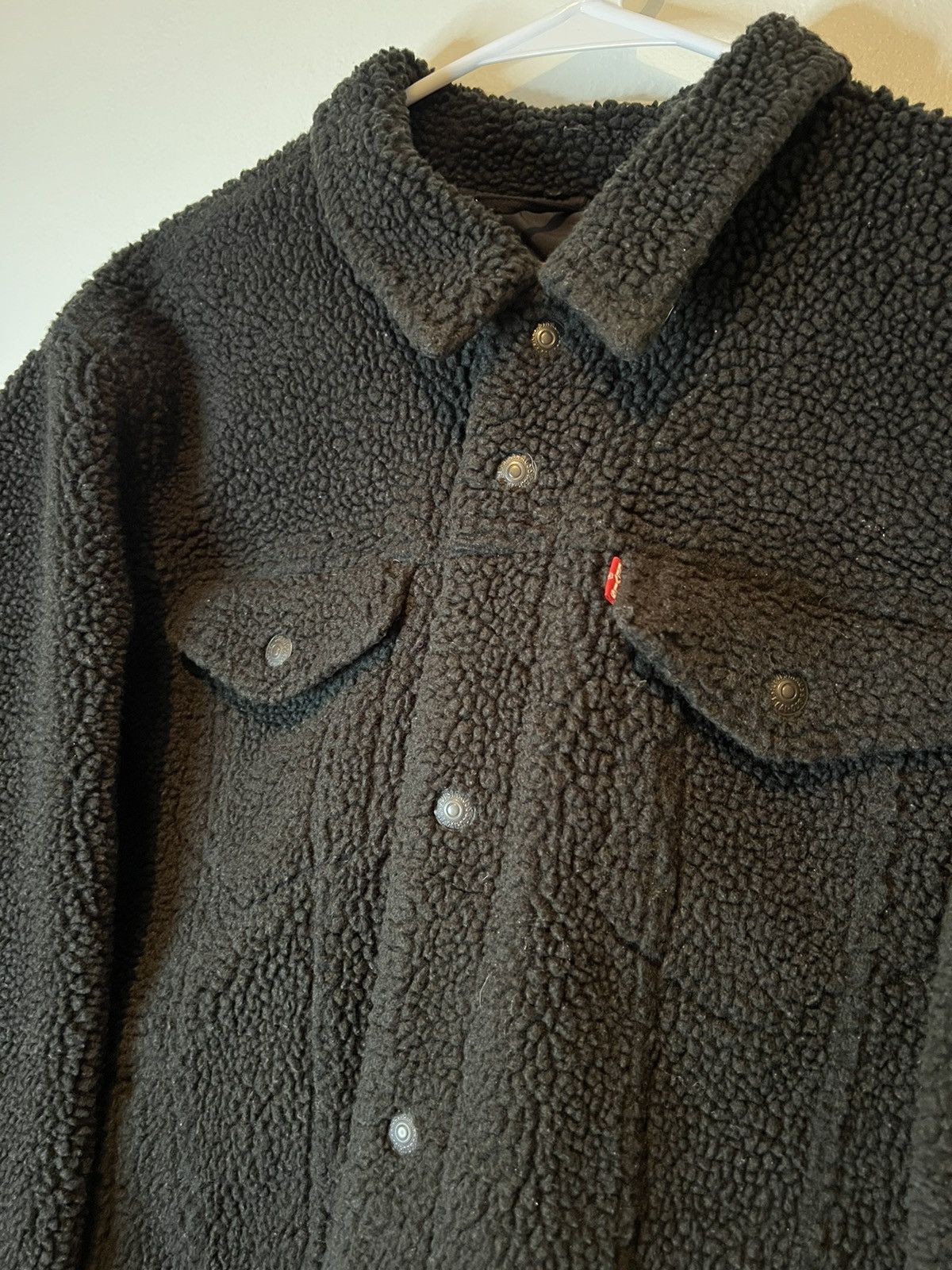 Levi's Levis Black Sherpa Trucker Jacket Women’s XL Fuzzy Size XL / US 12-14 / IT 48-50 - 2 Thumbnail