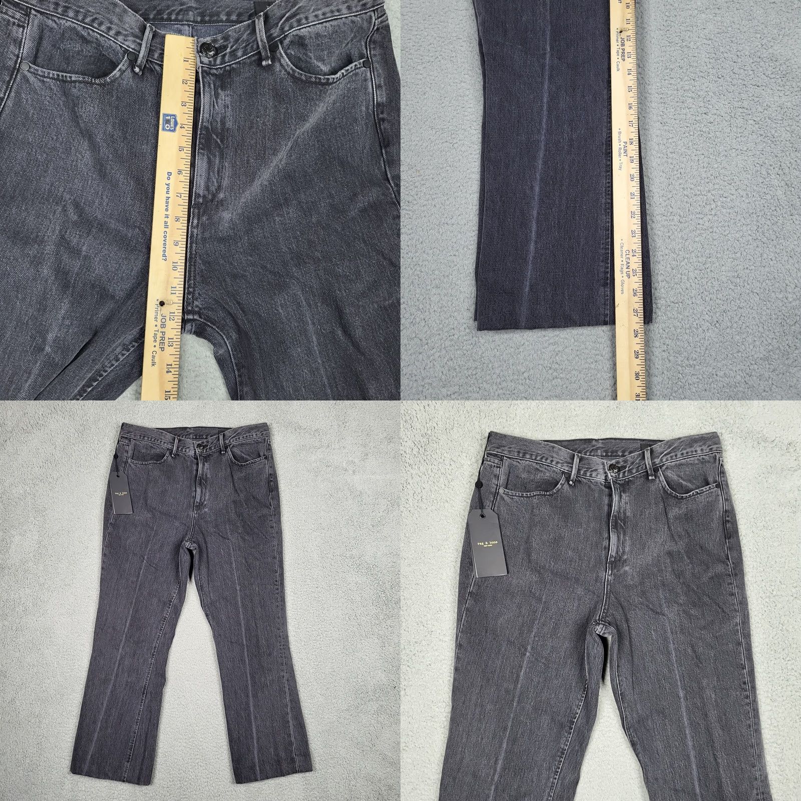 Rag & Bone Rag & Bone DYLAN Grey Kuro Cotton High Waist Crop Kick Flare Jeans Sz 31 NEW Woman Regular Denim Grey/Gray Cotton Jeans Size 24" / US 00 / IT 34 - 8 Thumbnail
