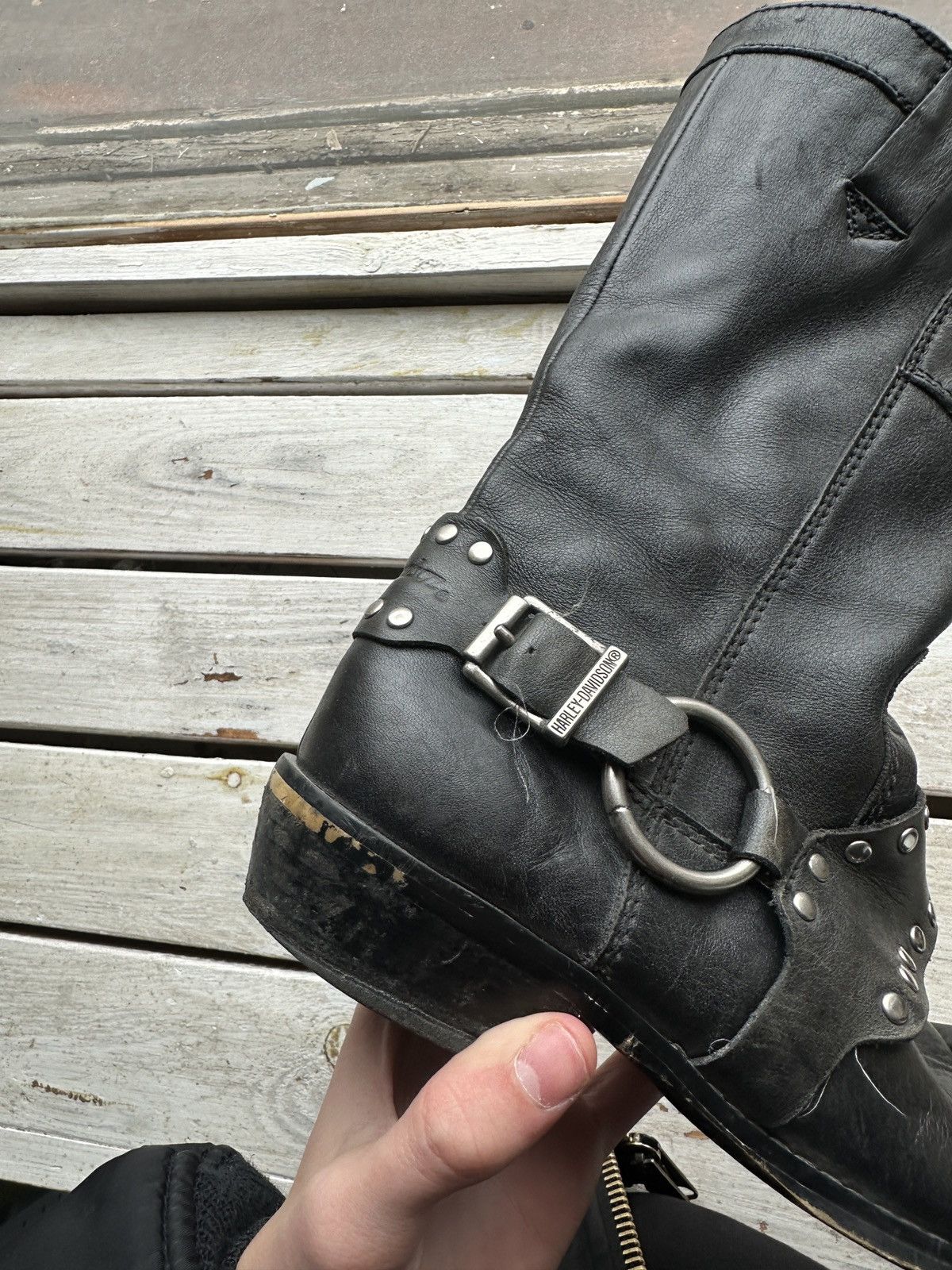 Harley Davidson 🚨RARE HARLEY DAVIDSON BLACK BOOTS METAL WITH LOGO IF6WAS9 Size US 9 / IT 39 - 3 Thumbnail