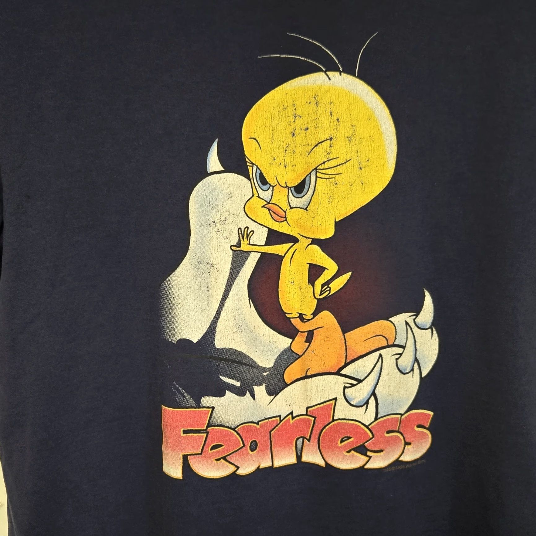 Velva Sheen VINTAGE 1990s Tweety Bird Looney Tunes T-Shirt XL Blue Mens 90s Cartoon Fearless Big Graphic Keywords Size US XL / EU 56 / 4 - 4 Thumbnail