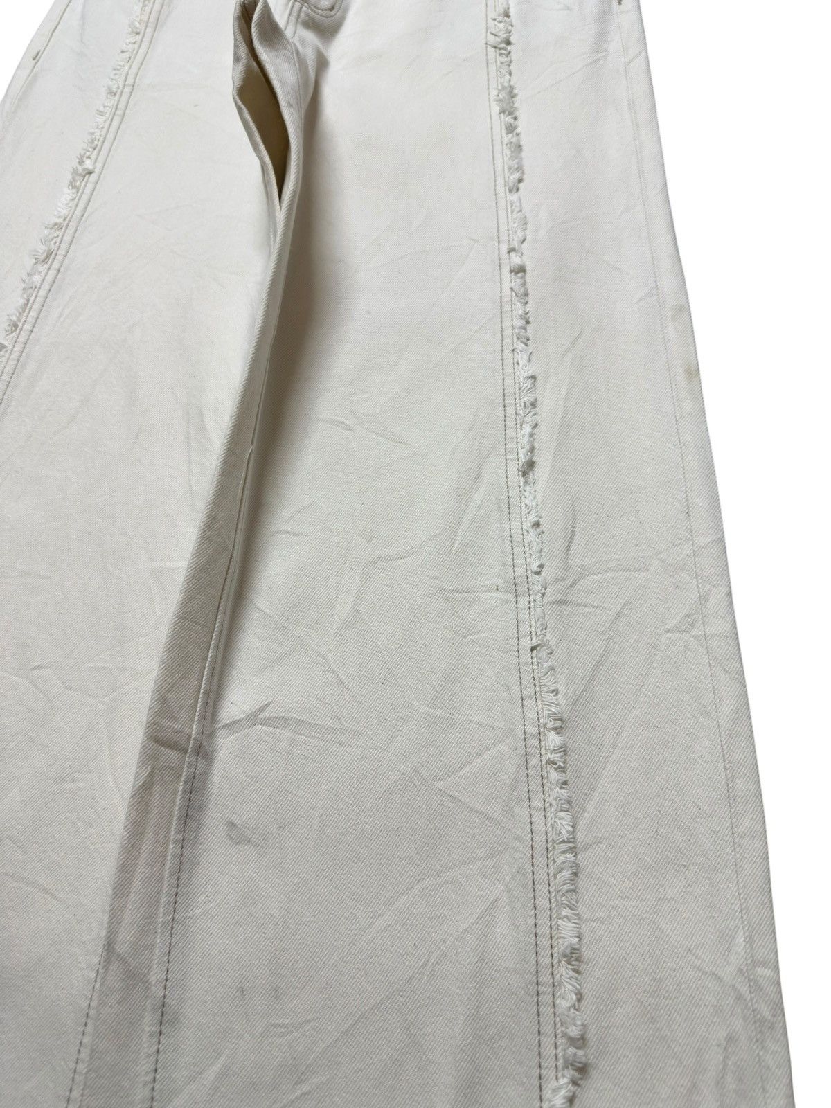 GU Vintage GU Baggy Cream Distinct Frayed Seam Down Front Denim Size US 32 / EU 48 - 3 Thumbnail