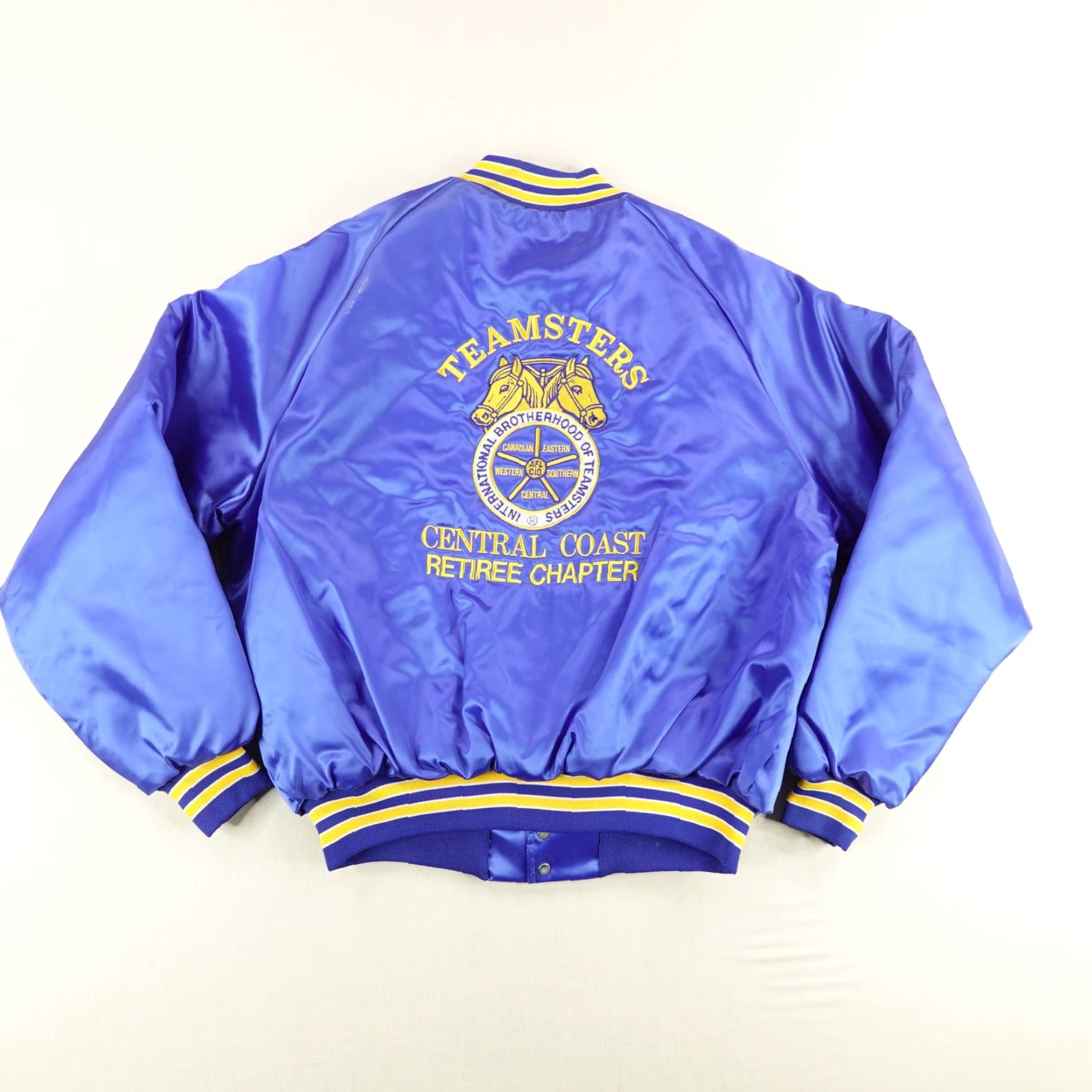 Vintage Vintage Teamsters Jacket Mens Large Blue Satin Quilted Central Coast Bomber Coat Size US L / EU 52-54 / 3 - 5 Thumbnail