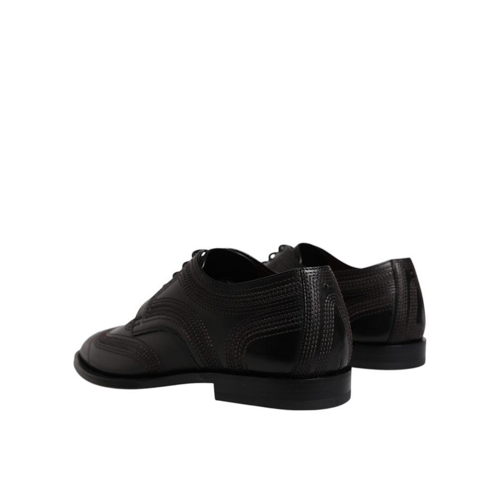 Dolce & Gabbana Dolce & Gabbana Black Embroidered Classic Leather Derby Dres Size US 8 / EU 41 - 4 Thumbnail